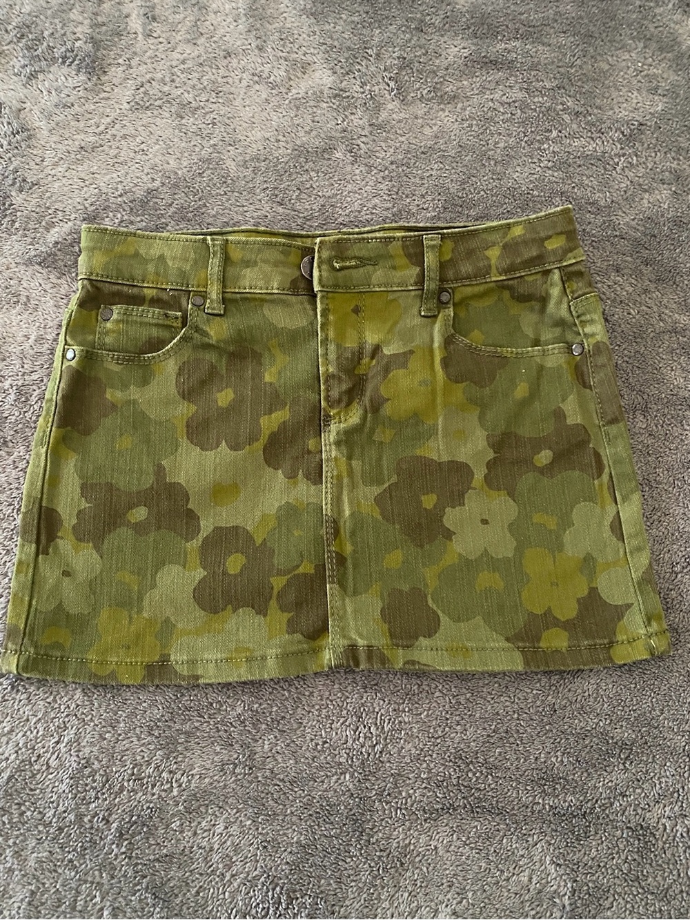 Joe Fresh Green Floral Camo Denim Mini Skirt